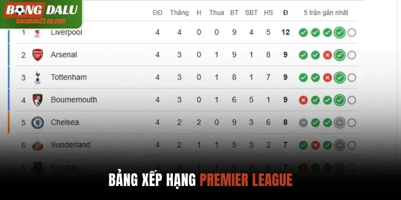 Bongdalu cập nhật bảng xếp hạng bóng đá lớn trên toàn thế giới